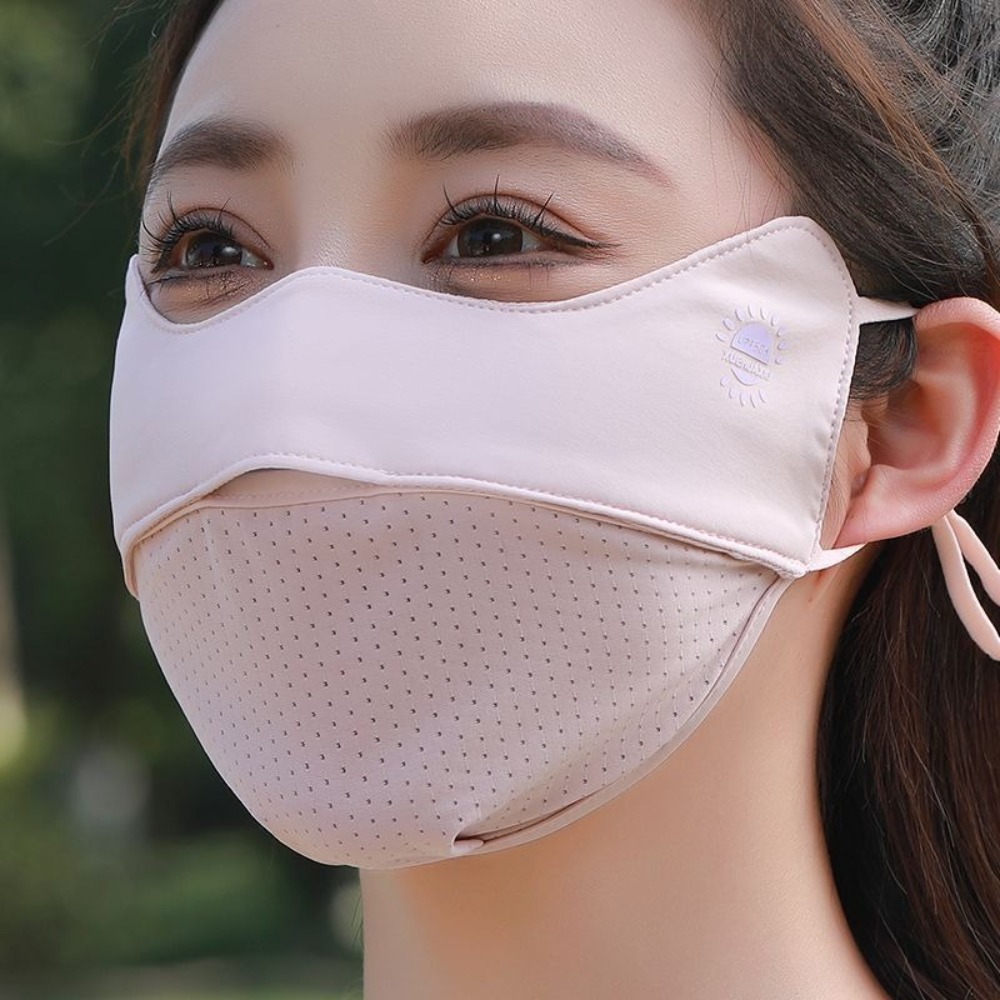 Cloth Face Mask Washable - หน้ากากไหมน้ำแข็งระบายอากาศแบบใหม่ ซักได้ ป้องกันฝุ่น สำหรับขี่จักรยาน ป้องกันรังสียูวี ผ้าคลุมหน้าแบบตาข่าย