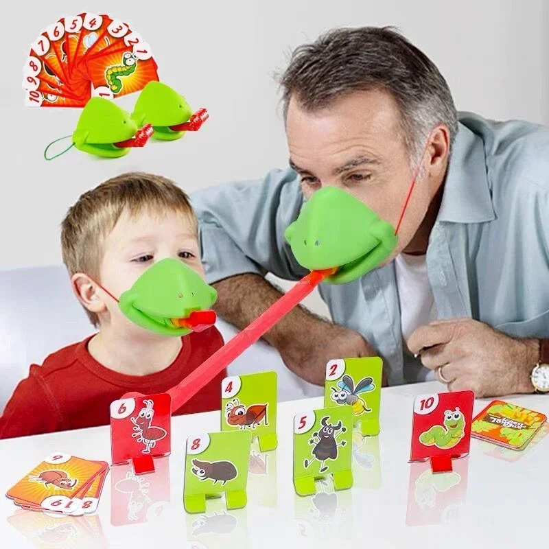 Kids Face Mask - เกมกระดานสำหรับเด็ก ของเล่นงานเลี้ยงครอบครัว หน้ากากกบ ลิ้นกระดิก บัตรเล่นเลีย ของเล่นคลายเครียด