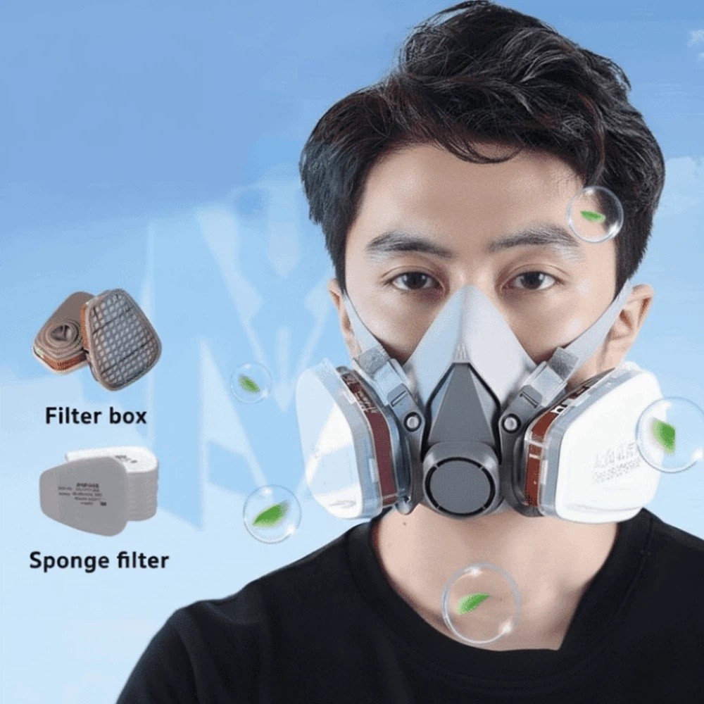 Respirator Half Face - นำกลับมาใช้ใหม่ได้ ‌ หน้ากากป้องกันฝุ่นละอองแบบครึ่งหน้า รุ่น 6200 พร้อมแผ่นกรอง