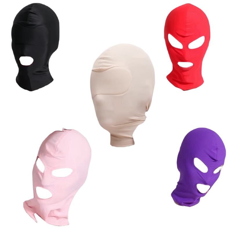 Mask Lanyard Adjustable - ของเล่นสําหรับผู้ใหญ่ Full Face หน้ากากโรแมนติกผ้ายืดหยุ่นสัมผัสปาก Veil Hood